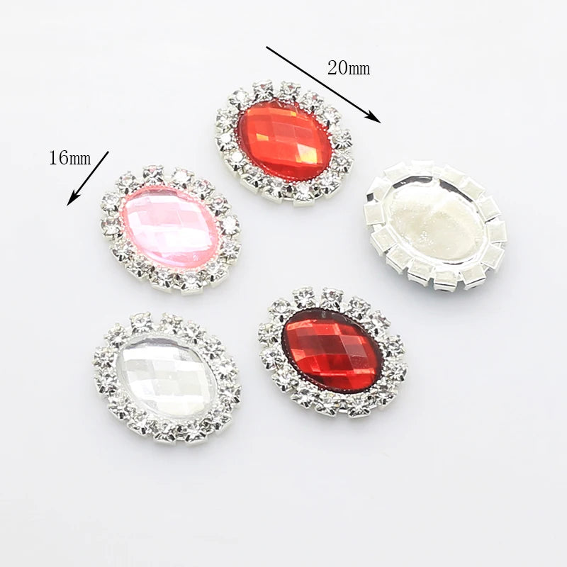 YWXINXI 10Pcs Hot Selling 16*20mm Oval Diy Jewelry Accessories Rhinestone Board Wedding Invitation Clothing Accessories