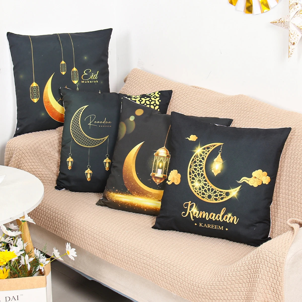 EID Mubarak Cushion Cover Ramadan Decoration for Home Ramadan Kareem Mubarak Muslim Islamic Party Supplies EID Pillowcase