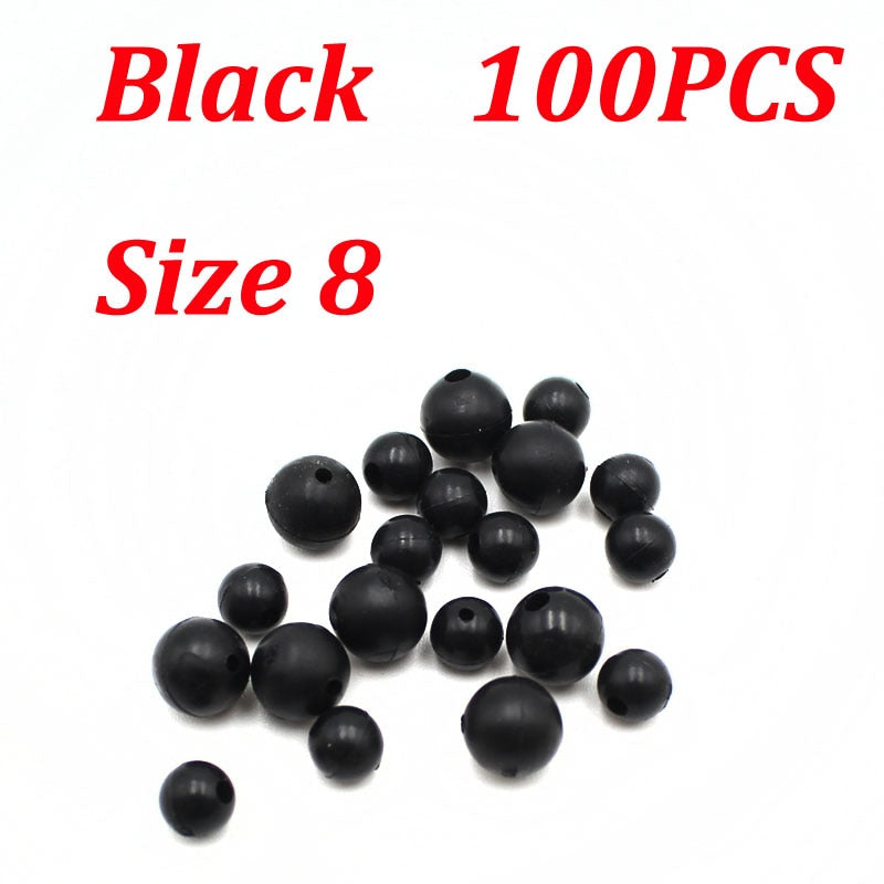 100x Soft Rubber Shock Beads Floating Rig Carp Fishing Bore Beads Chod Helicopter Rigs Beads Shank Bead Carp Fishing Accessories