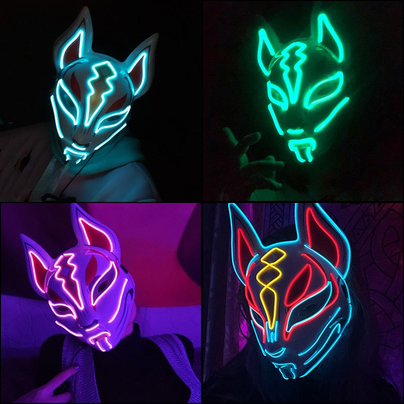 Fashion Halloween Party Mask Light Up Neon LED Mask for Halloween Carnival Party Glowing Anime Mask for Cosplay Decoration