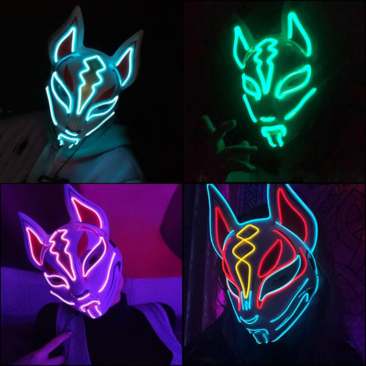 Fashion Halloween Party Mask Light Up Neon LED Mask for Halloween Carnival Party Glowing Anime Mask for Cosplay Decoration