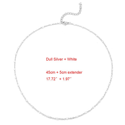 1pcs Stainless Steel Gold/Silver Color Choker Necklace Enamel Satellite Beaded Cable Ball Chain Choker Womens Necklaces