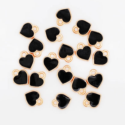 50pcs/Lot Fashion Small Heart Shape Enamel Charms 7*8mm Gold Color Tone Oil Drop DIY Bracelet Floating Charms