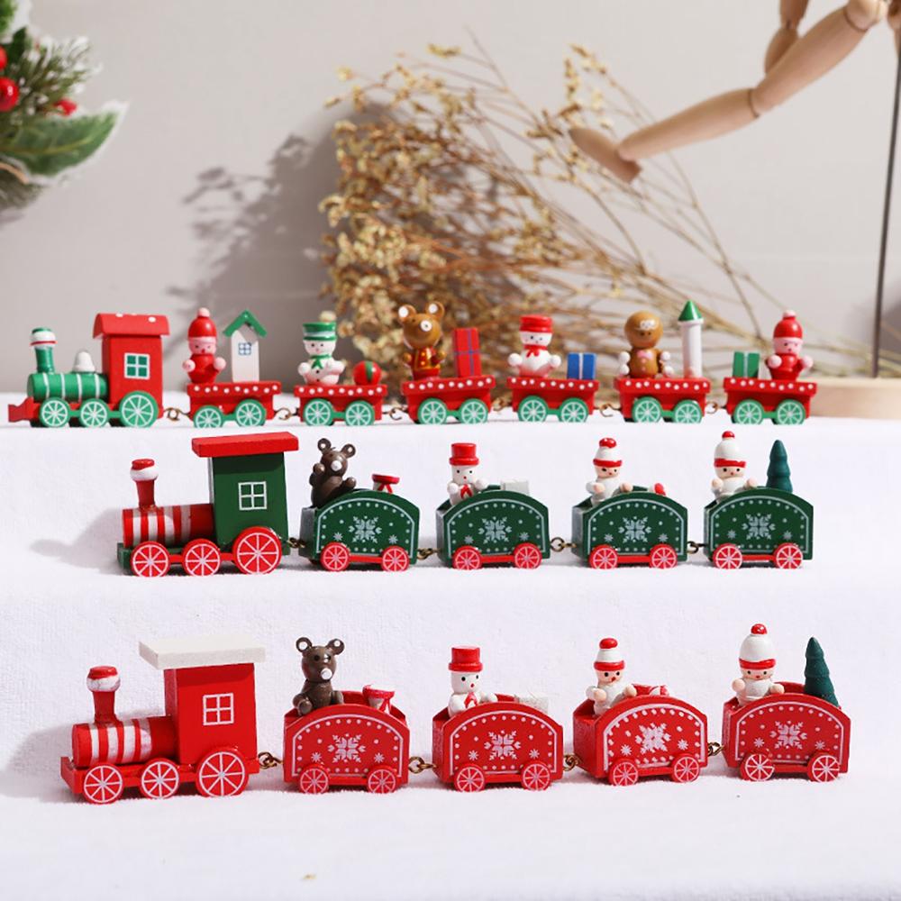 Christmas Wooden Train Merry Christmas Decoration for Home 2023 Christmas Ornaments Navidad Xmas New Year 2024