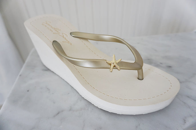 Gold Starfish - Women's High Wedge Matte