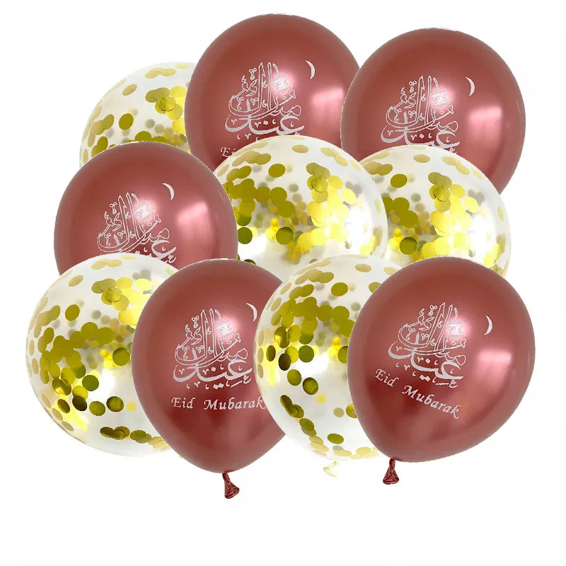 10pcs Eid Mubarak Latex Balloon Balloons Ramadan Kareem Decoration Ramadan Mubarak Muslim Islamic Festival Party DIY Decorations