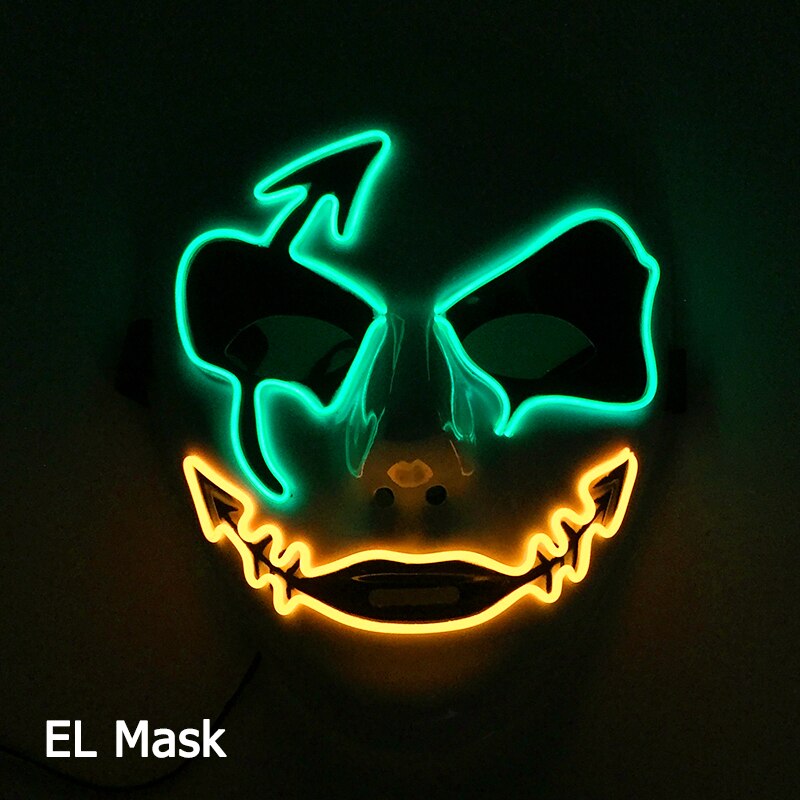 Neon Light LED Mask LED Halloween Scary Mask Cosplay Party Masque Masquerade Masks Halloween Costume Carnival Glow Party Props