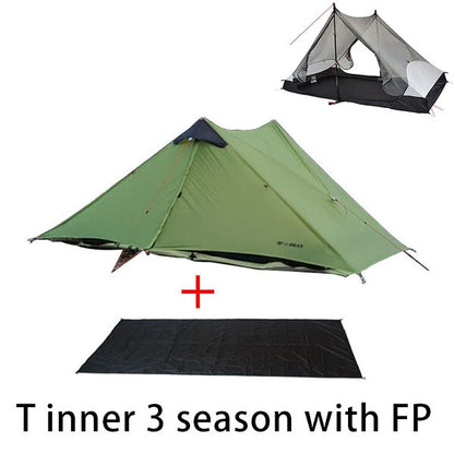 2023 T Zipper Inner Open Version LanShan 2 Two Person No-See-Um Light Weight 3 Seasons/4 Seasons 15D Silnylon Rodless Tent