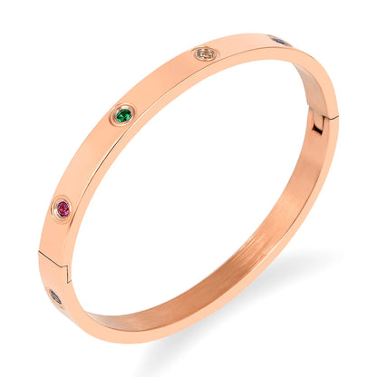 FYSARA Luxury Brand Crystals Love Bangles Cubic Zirconia Bracelets Couple Luxuxy Jewelry Stainless Steel Bangles for Women