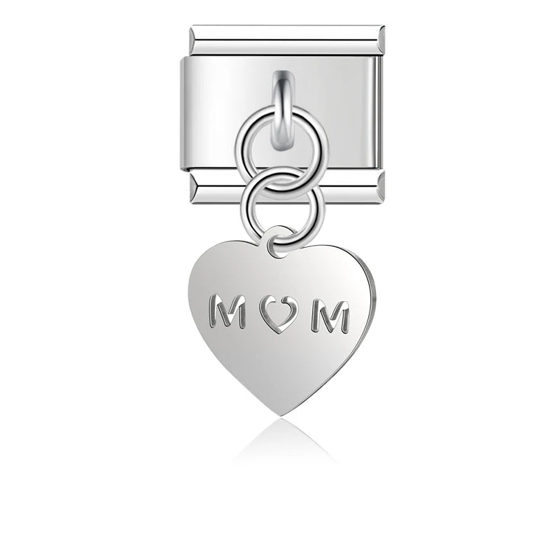 Hapiship 9mm Width New Original Daisy I Love You Heart Flower Italian Charm Fit Bracelet Stainless Steel Jewelry Making DJ047
