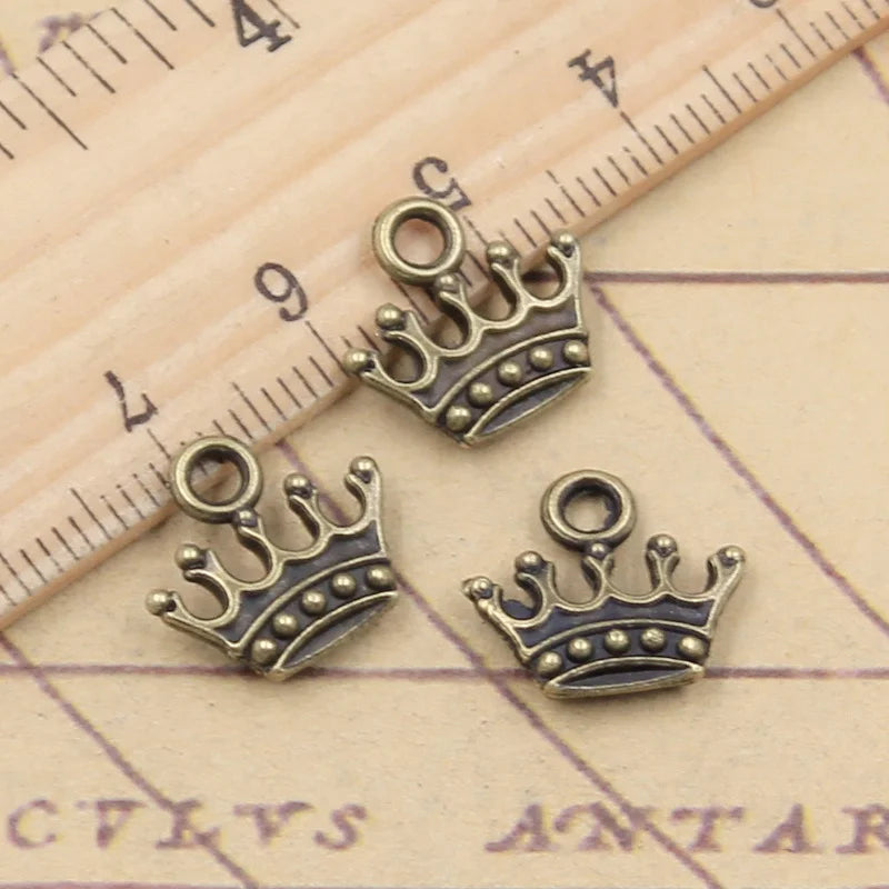 20pcs Charms Crown 13x14mm Tibetan Bronze Silver Color Pendants Antique Jewelry Making DIY Handmade Craft