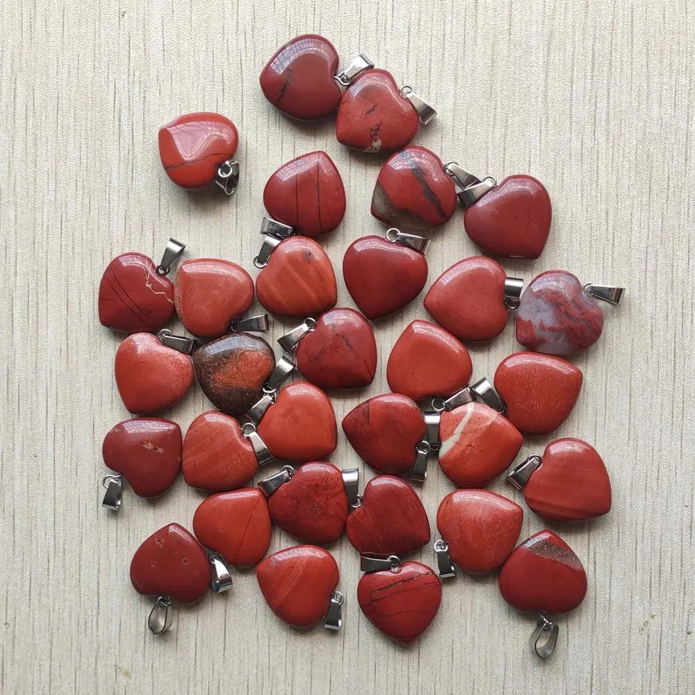 50pcs/Lot 2022 Assorted Heart Natural Stone Charms Pendants for Jewelry Making Good Quality 20mm