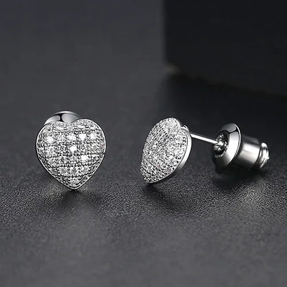 LUOTEEMI Elegant Small Hip Hop Round Stud Earrings for Women Korean Style AAA Black/White Cubic Zircon Fashion Jewelry for Men