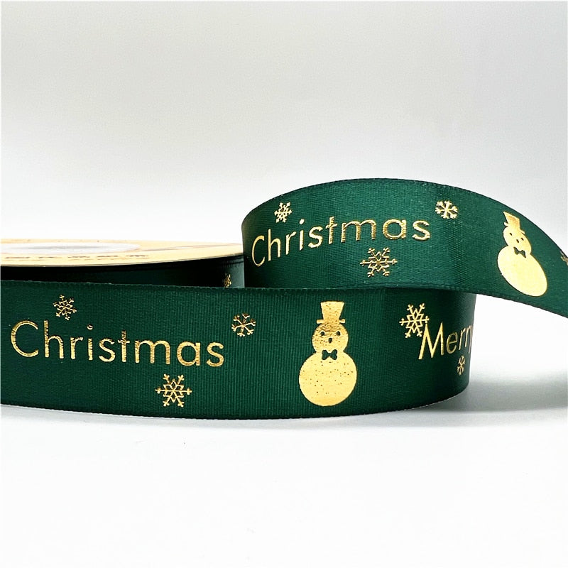 5yards 1inch 25mm Christmas Ribbon Printed Christmas Polyester Ribbon for Handmade Design Christmas Decoration