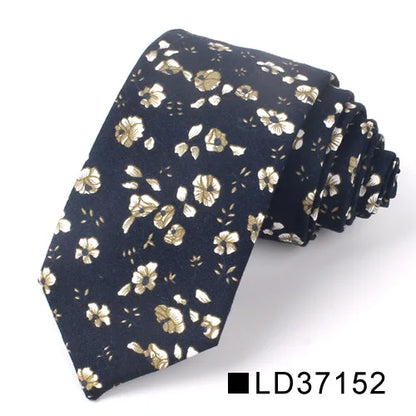 New Floral Tie for Men Women Skinny Cotton Neck Tie for Wedding Casual Mens Neckties Classic Suits Flower Print Neck Ties Cravat