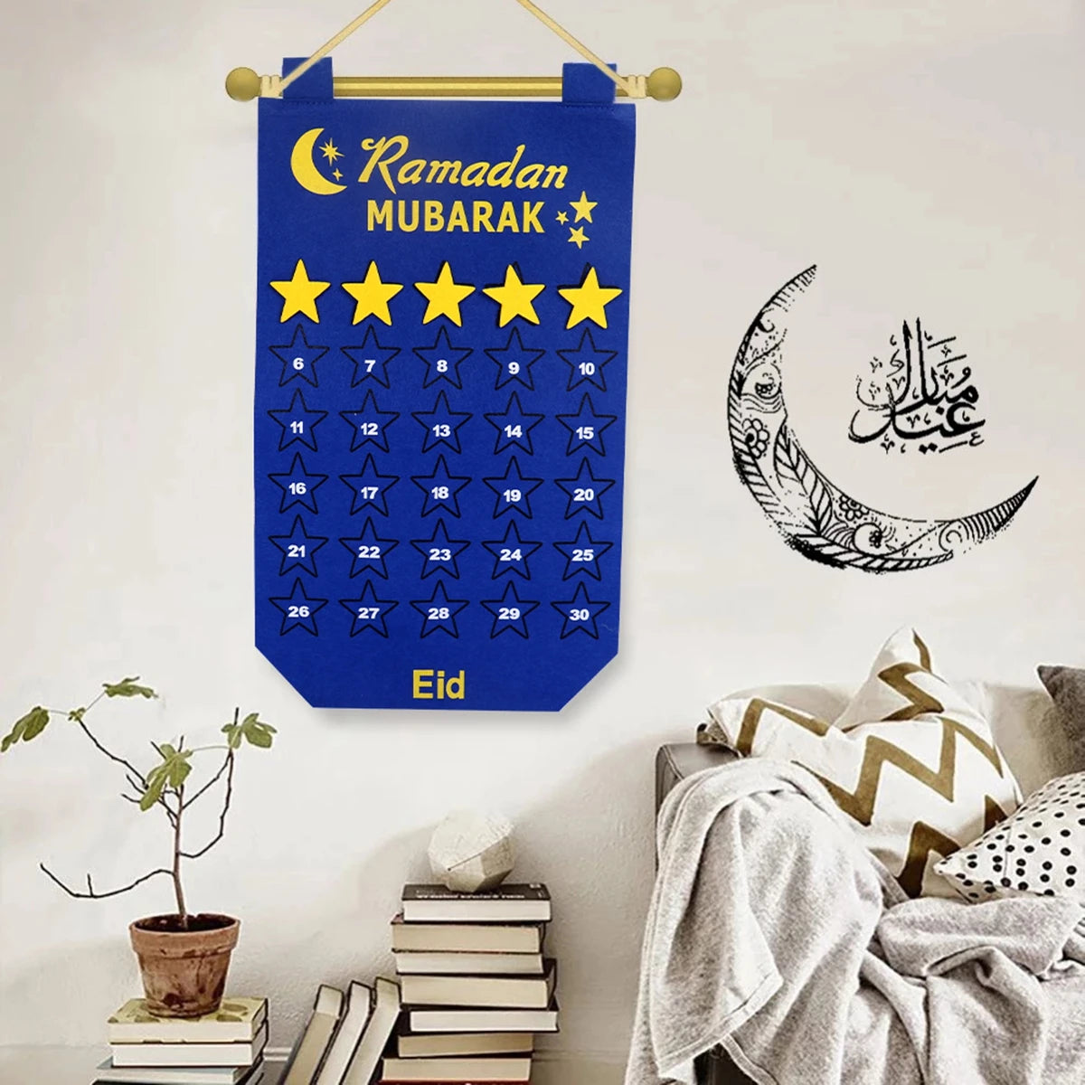 Ramadan Countdown Felt Calendar Eid Mubarak Decorations for Home Islamic Muslim Party Decor Ramadan Kareem Eid Al Adha Kid