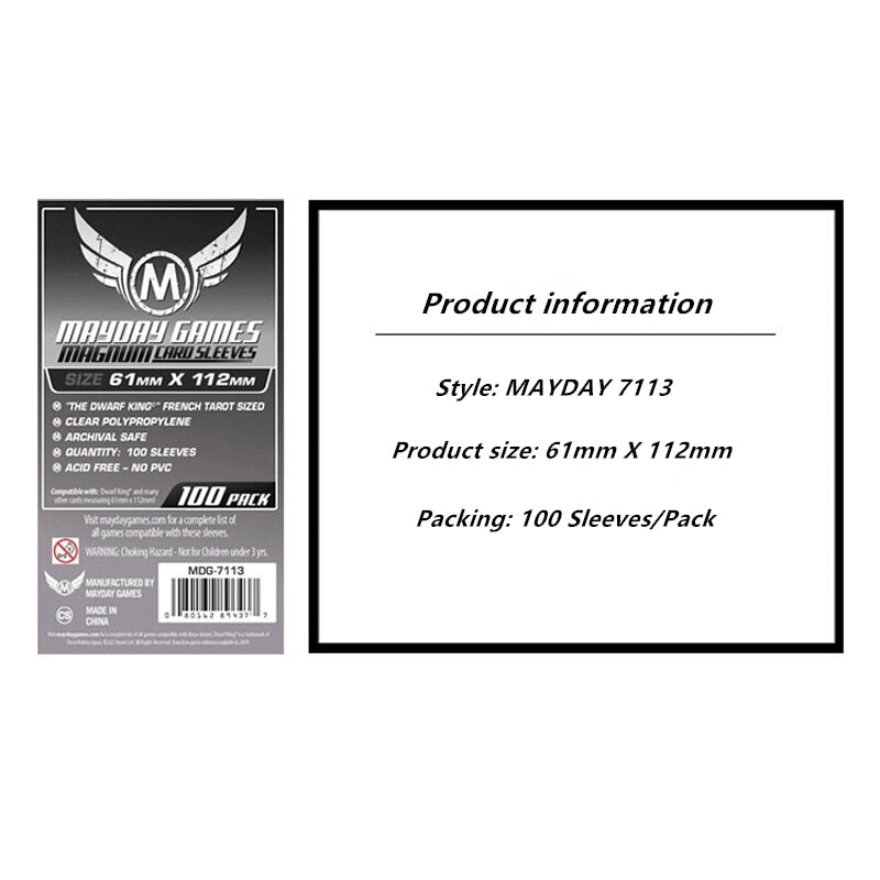 100 Sleeves Board Games MAYDAY Card Game Sleeve Protector Protective Clear Cards Sleeves