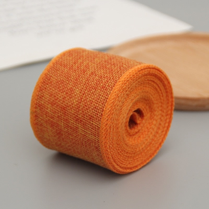 6Yards/Roll Ribbon Imitation Hemp Ribbon Wire Linen Ribbon Christmas Decoration