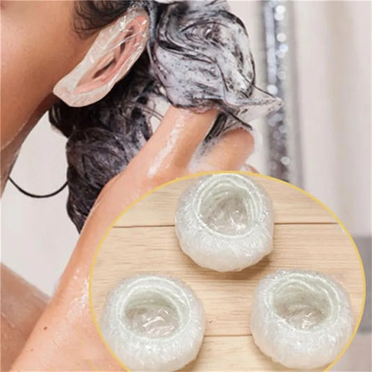 100pcs/Lot Disposable Ear Cover Pretty Pro Hair Salon Clear Earmuffs Shower Waterproof Hair Coloring Ear Protector Cover Caps