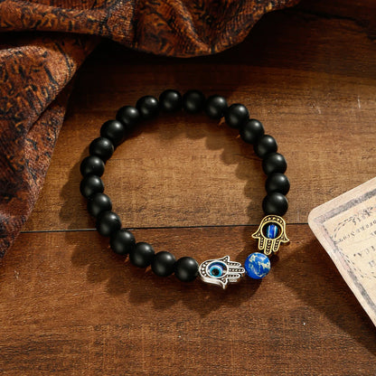 Buddhism Yoga Balance Bracelet Men Bileklik Black Matte Natural Stone Beads Bracelet for Women Braclet Jewelry AB216