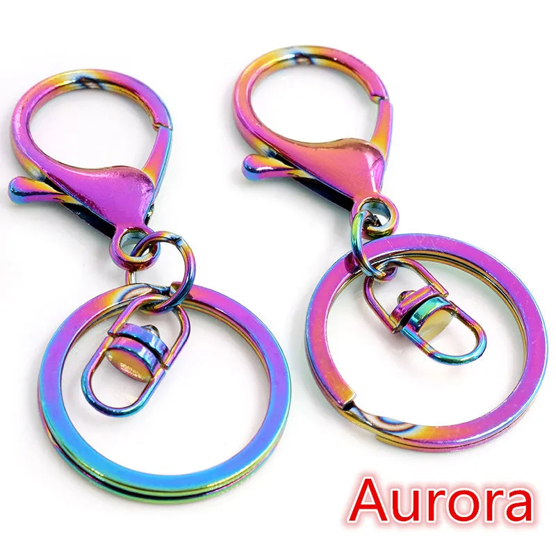 5pcs/Lot 30mm Key Ring Long 70mm Popular Classic 11 Colors Plated Lobster Clasp Key Hook Chain Jewelry Making for Keychain