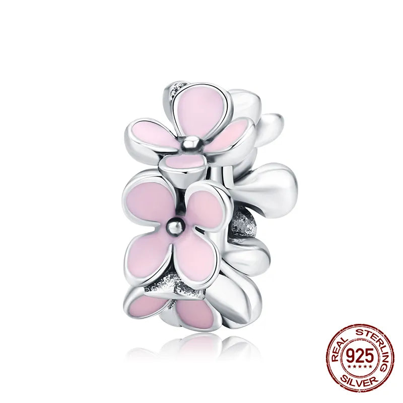 WOSTU 925 Sterling Silver Animal Cat Charm Pendant Heart Family Ladybug Bee Beads Fit Original Bracelet DIY Jewelry for Women