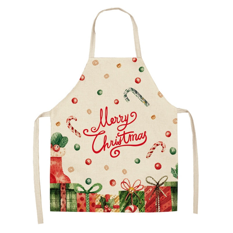 Linen Merry Christmas Apron Christmas Decorations for Home Kitchen Accessories Natal Navidad 2023 New Year Christmas