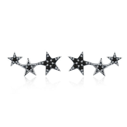 BAMOER Authentic 925 Sterling Silver CZ Exquisite Stackable Star Earrings for Women Jewelry Valentine's Day