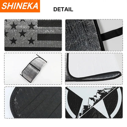 SHINEKA Car Front Windshield Sunshade Cover for Jeep Wrangler JL Gladiator JT 2018 -2023 2/4 Doors Car Interior Accessories