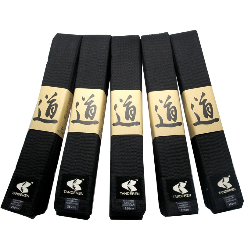 Customizable Taekwondo Black Belt WTF ITF 1.8m-3.2m Black Belt Embroidery Golden Line Name Karate Judo Uniform Cotton Waist Band