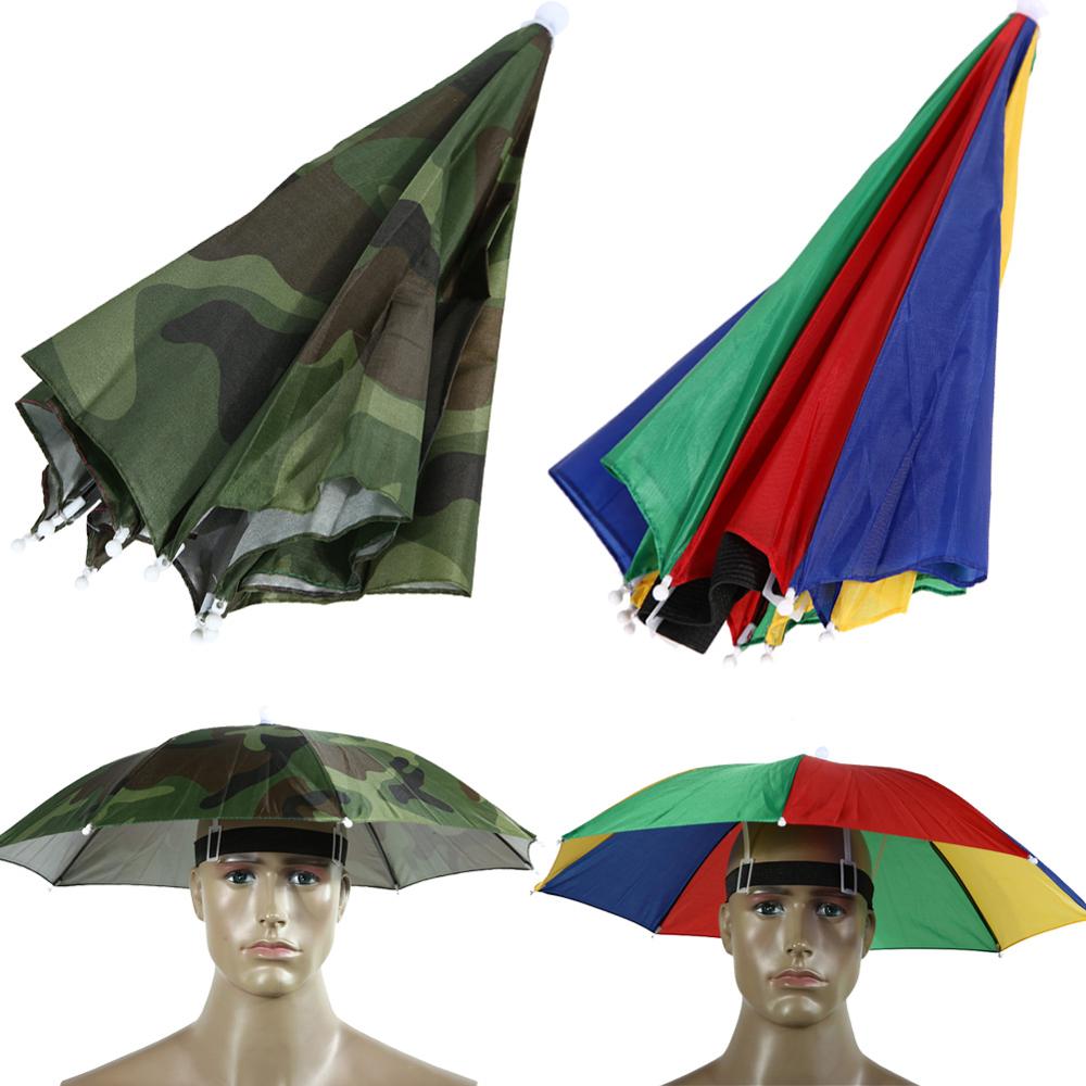 Foldable Head Umbrella Hat Anti-Rain Anti-Uv Outdoor Fishing Caps Portable Travel Hiking Beach Fish Tackle Iscas Pesca Rain Gear