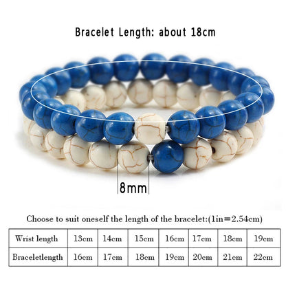 2Pcs/Set Couple Distance Beaded Bracelet Natural Stone Strand Bracelets Homme Charm Yoga Jewelry for Women Men Best Friend
