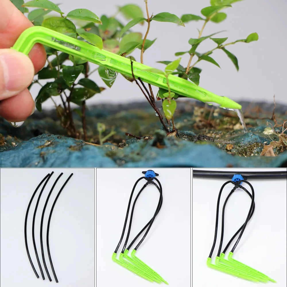 MUCIAKIE Garden Drip Irrigation Kit Micro Watering Elbow Drippers System for Greenhouse Pot Plants 1/8'' 3/5mm Hose Set 2/4 Ways