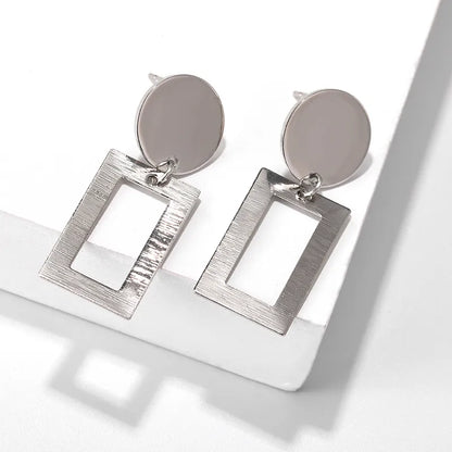 Simple Fashion Gold Color Silver Plated Geometric Big Round Clip Earrings for Women Fashion Big Hollow Ear Clip Jewelry