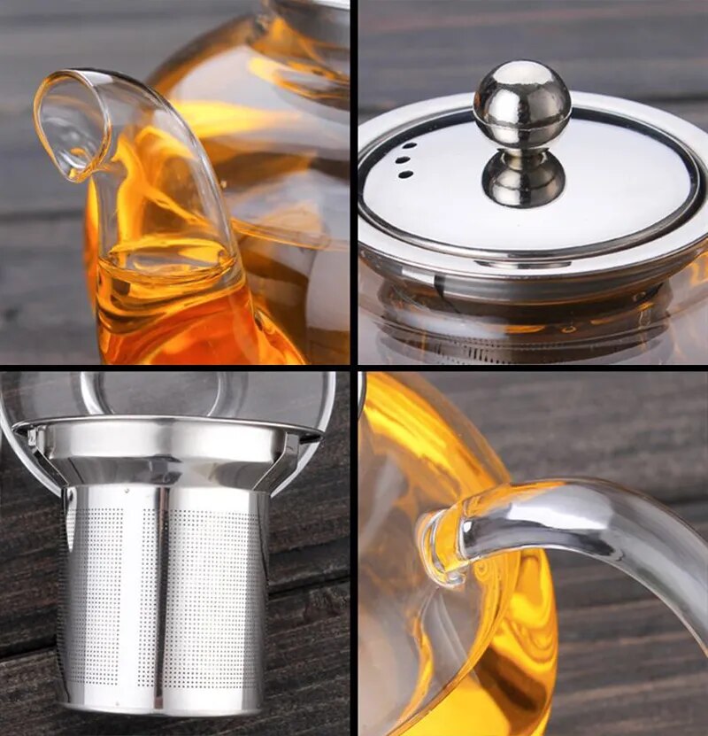 600/800ml Heat Resistant Glass Teapot Flower Tea Set Kettle Coffee Tea Pot Drink
