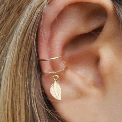 5Pcs/Set Stainless Steel C Shape Cross Clip Ear Cuffs Leaf Ear Clip Earrings for Women No Piercing Fake Cartilage Earring
