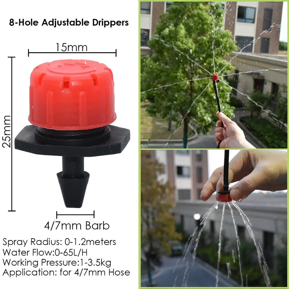 30-500pcs Adjustable 1/4 Irrigation Misting Dripper Sprinkler Head Micro Flow Drip Head Garden Watering Tool Lawn Greenhouse