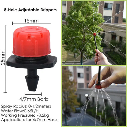 30-500pcs Adjustable 1/4 Irrigation Misting Dripper Sprinkler Head Micro Flow Drip Head Garden Watering Tool Lawn Greenhouse