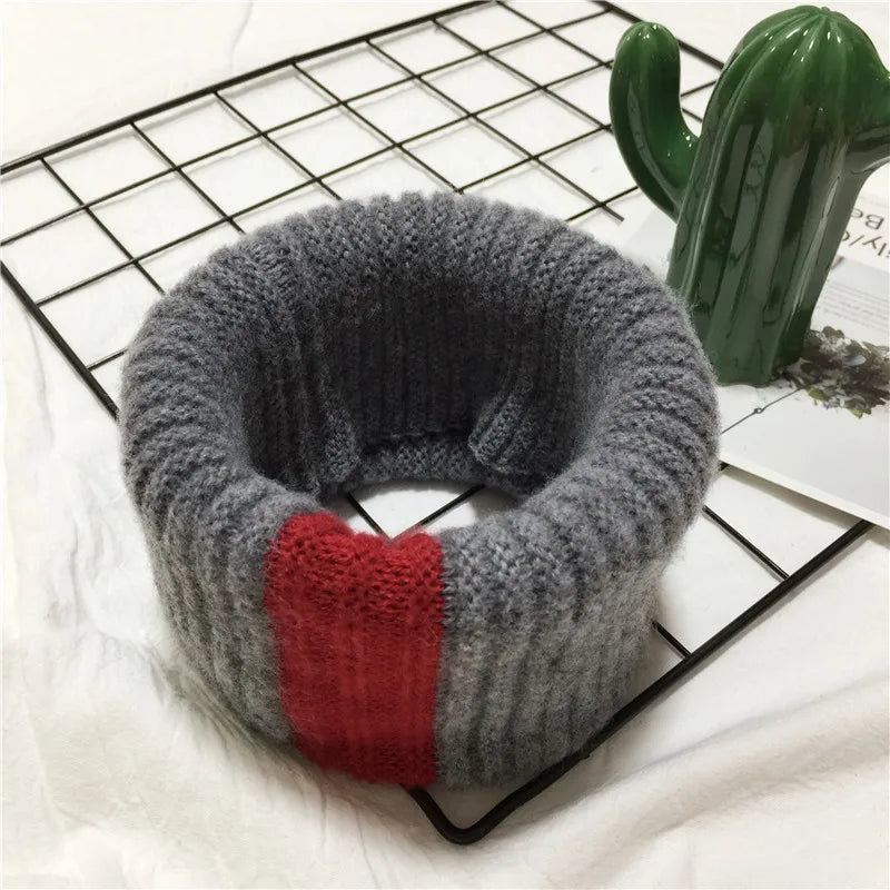 VISROVER Girls Boys Knitted Lic Scarf Baby Kids Snood Ring Infinity Cashmere Scarfs Loop Neck Circle Warm Scarves Neckerchief