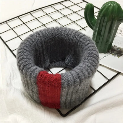 VISROVER Girls Boys Knitted Lic Scarf Baby Kids Snood Ring Infinity Cashmere Scarfs Loop Neck Circle Warm Scarves Neckerchief