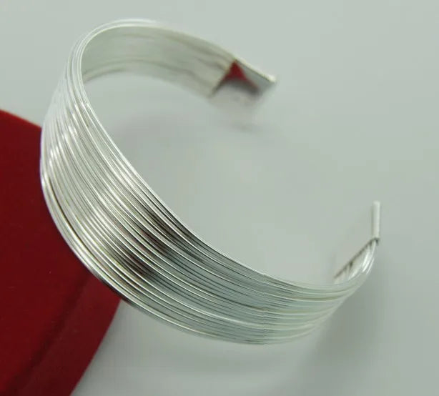 Andara 925 Sterling Silver Round Heart Open Bracelet for Women Jewelry Cuff Bangles
