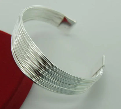 Andara 925 Sterling Silver Round Heart Open Bracelet for Women Jewelry Cuff Bangles