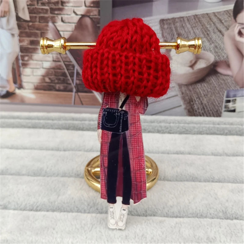 Fashion Brooch Pins for Woman Brooches Girls Face Cartoon Models Acrylic Brooches Kawaii Pompom Clothing Jewelry Accessories