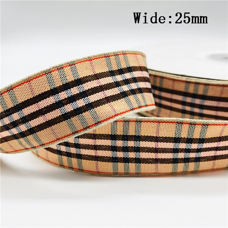 5yards/Lot 25mm Plaid Ribbon Christmas Decor Ribbon for Handmade Design Christmas Decoration DIY