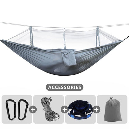 260x140cm Camping Hammock With Mosquito Net Double Travel Hanging Sleeping Bed Swing With Tree Straps for Travel Survival Garden