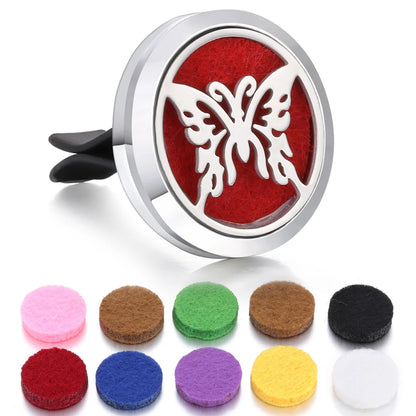 Aromatherapy Jewelry Car Perfume Diffuser Clip 30mm Flower Tree of Life Perfume Essential Oil Diffuser Locket Pendant Necklace