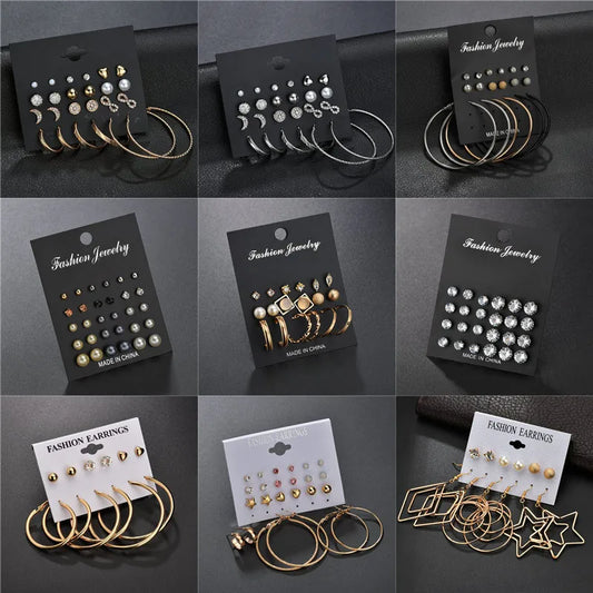 Modyle New Hot Sell Small Stud Earrings Set for Women Girl Punk Stud Earrings Set Personality Party Jewelry Brincos