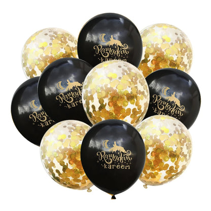 10Pcs Eid Mubarak Latex Balloon Ramadan Kareem Decoration Air Globos Ramadan Mubarak Muslim Islamic Festival Party Supplies 2024