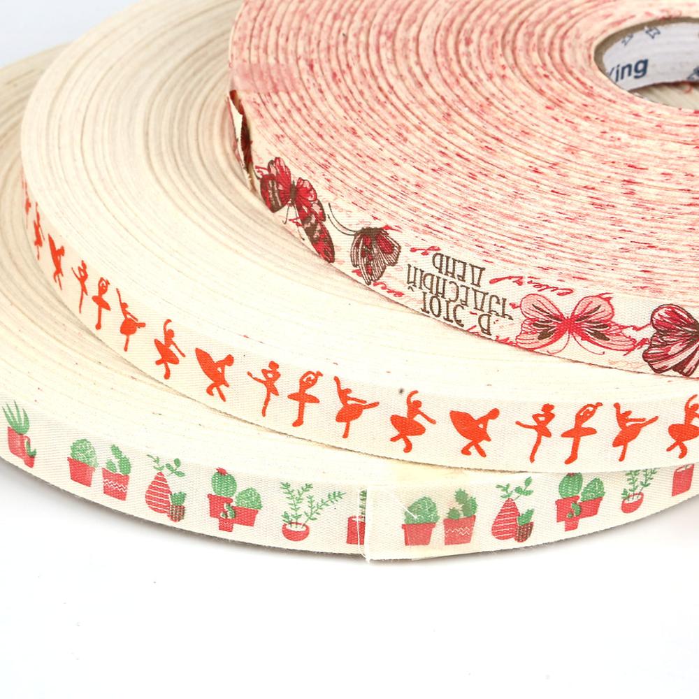 5yards Cartoon Printed Cotton Ribbons Hairbows Christmas Decoration for Home Gif
