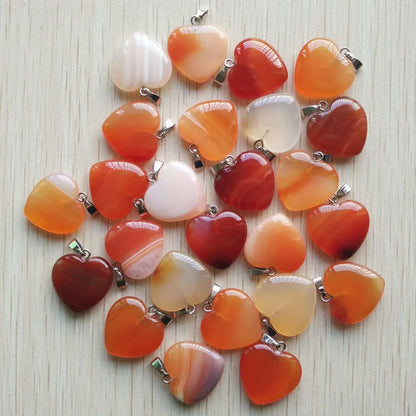 50pcs/Lot 2022 Assorted Heart Natural Stone Charms Pendants for Jewelry Making Good Quality 20mm